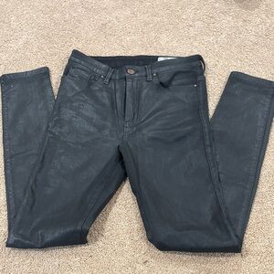 Diesel skinzee- high super slim skinny high waist faux leather shiny jeans 0677a